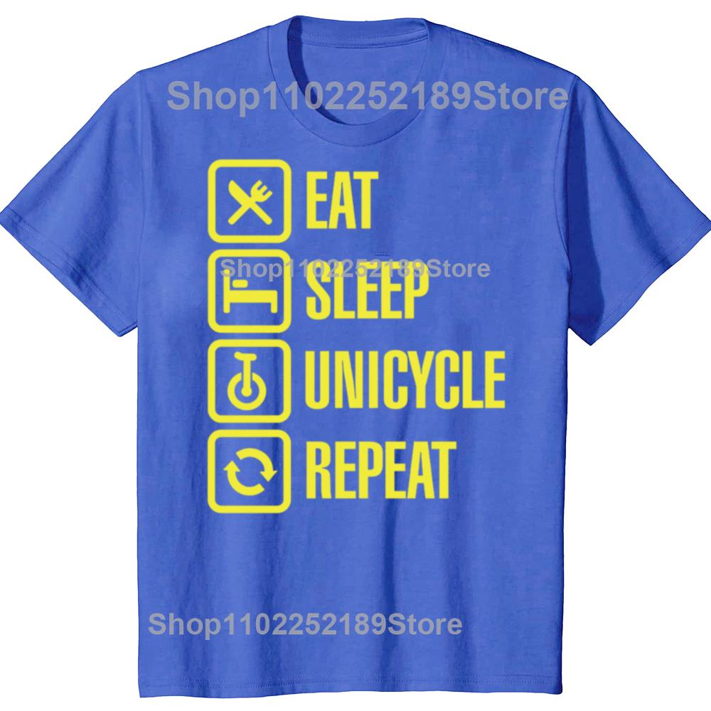 Funny Eat Sleep Unicycle Repeat Unicycling Sport Graphic T-shirts Men Fashion Casual Tshirt 100% Cotton Loose Oversized T Shirt