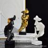 Home Decor Thinker Statue Sculpture Silence Is Gold Figurines Resin Retro  For Office Study Living Room Abstract Face Ornaments