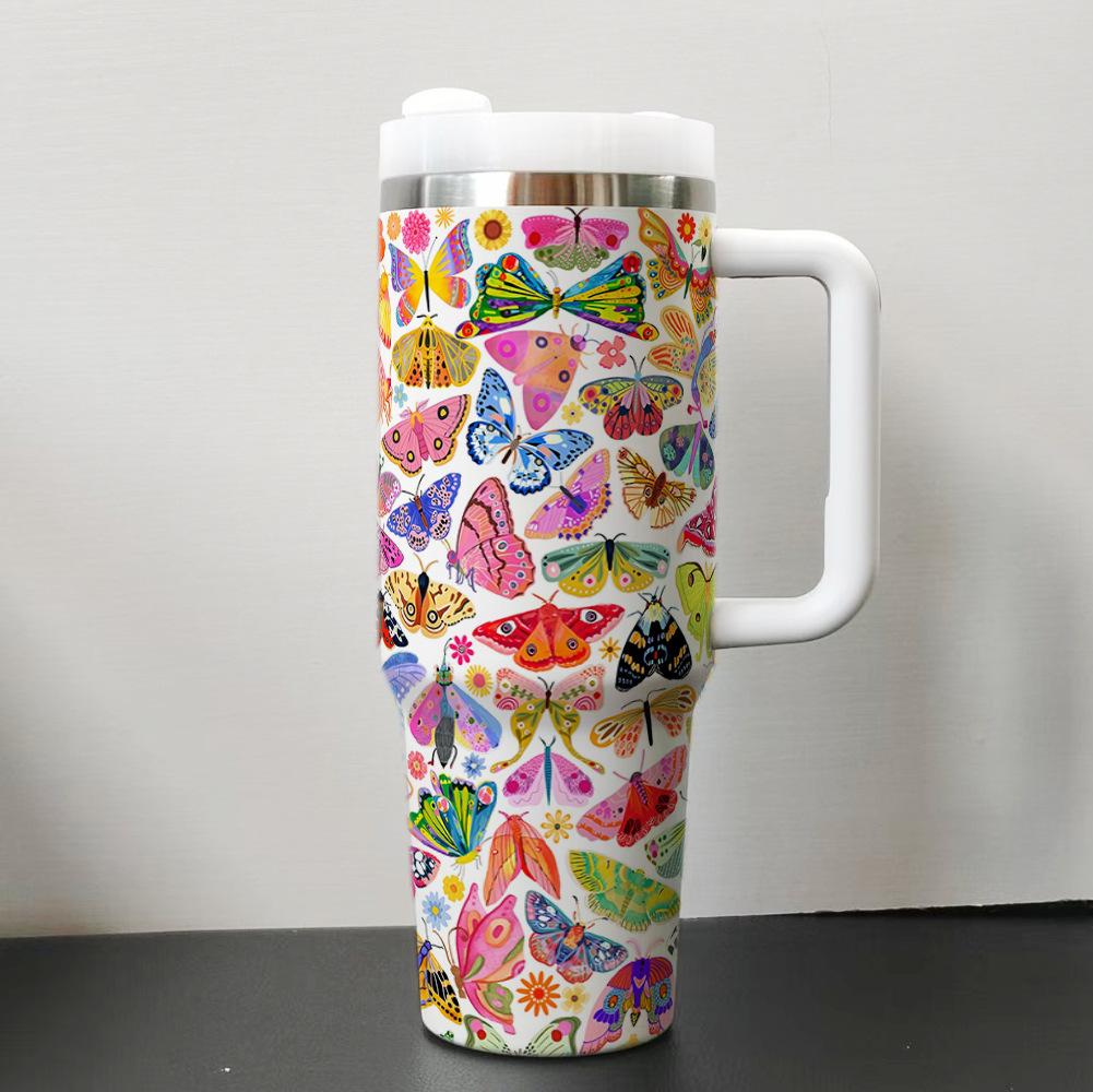 Flower Tumbler 40oz Ice Cup Large Capacity Car Cup Beer Cup