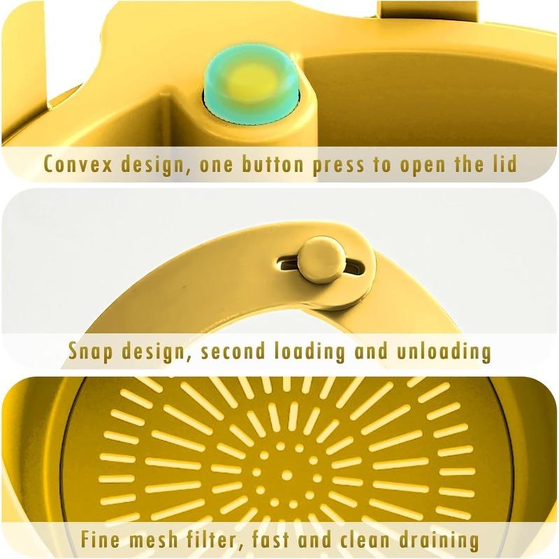 Sink Strainer Basket, Hang On Faucet Kitchen Sink Drain Basket, With Push To Empty & Detachable Fast-Drain Mesh
