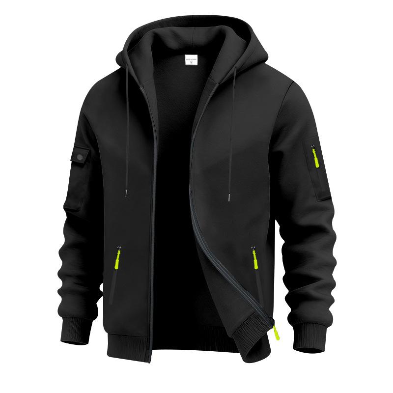 Mens Loose Heavyweight Fleece Zip Up Hooded Casual Workwear Long Sleeve Cardigan Sweatshirt