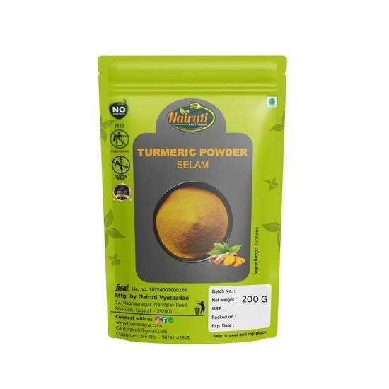 NAIRUTI VYUTPADAN | Selam Turmeric Powder 200g | High Curcumin Haldi for Cooking Skincare | Pure Selam Haldi with Rich Color Earthy Aroma 200GM