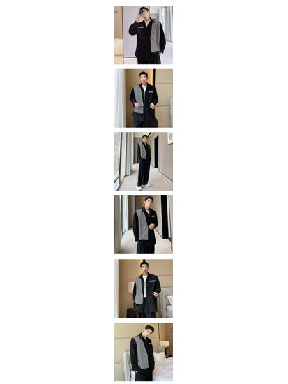 Korean Style Color Block Suit Collar Two-Piece Design Shirt for Men - Niche Hairstylist Top