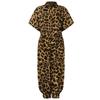 2020 Women's European Retro Leopard Print Short Sleeve Jumpsuit, Loose Plus Size, High Waist, Leg-Slimming Design