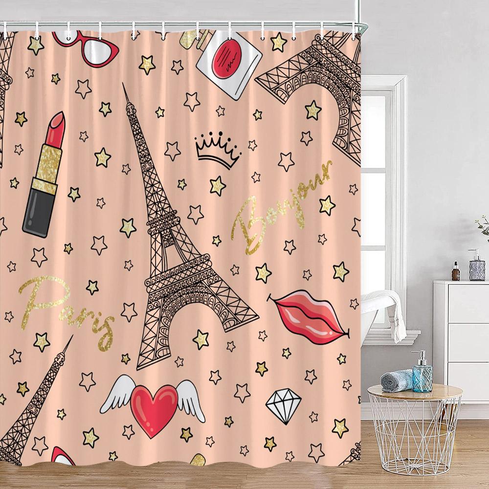 Fashion Paris Tower Shower Curtains European City View Aesthetic Bathroom Curtain Polyester Fabric Bath Decorations for Home