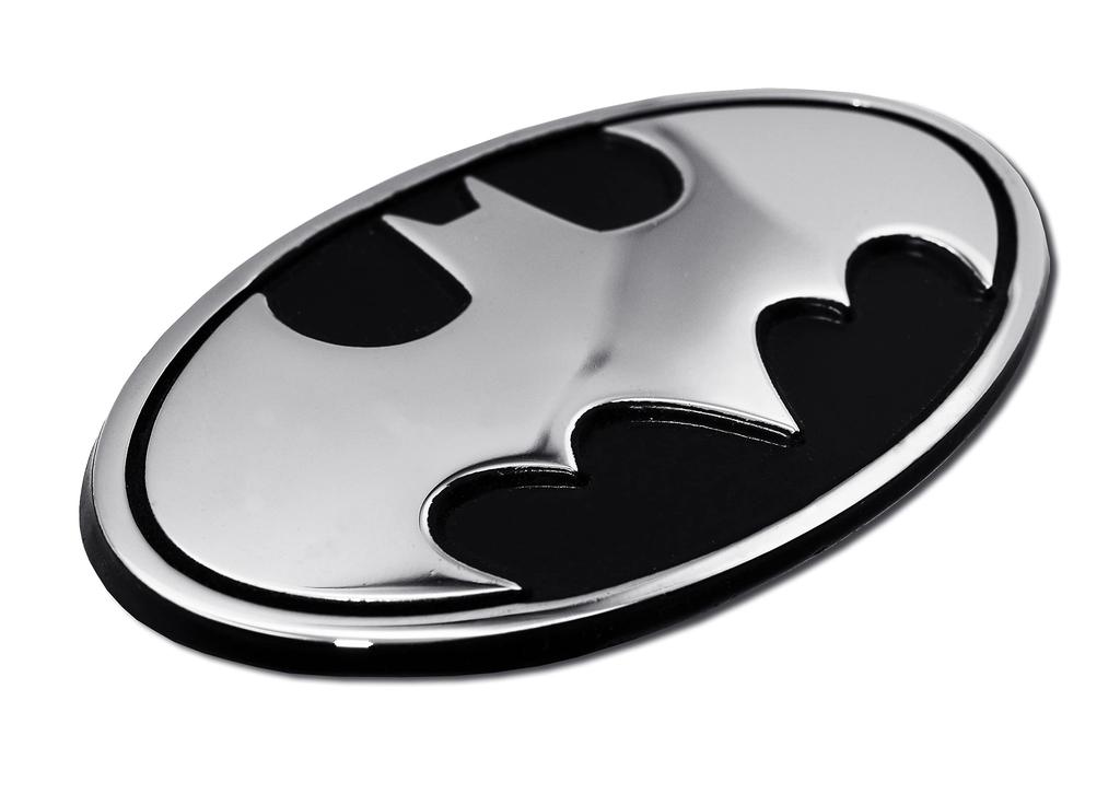 Elektroplattiertes Batman Oval-Emblem (Chrom & Schwarz)