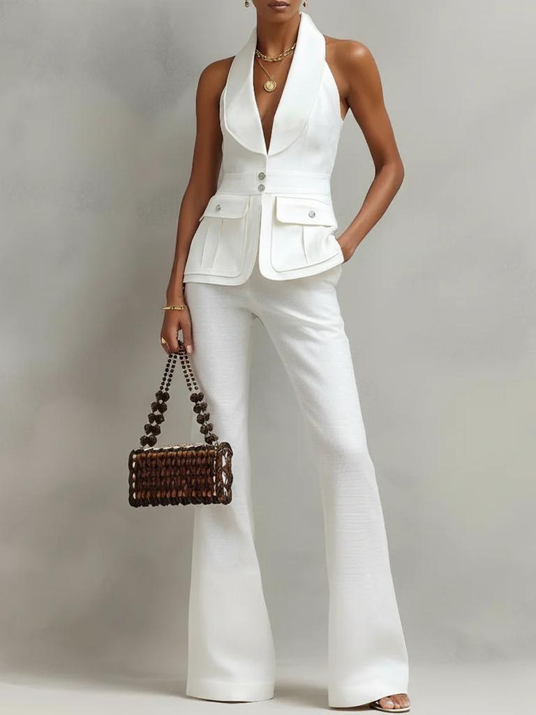 Europe and America 1116 new sleeveless summer high waist women's minimalist casual women's two-piece set