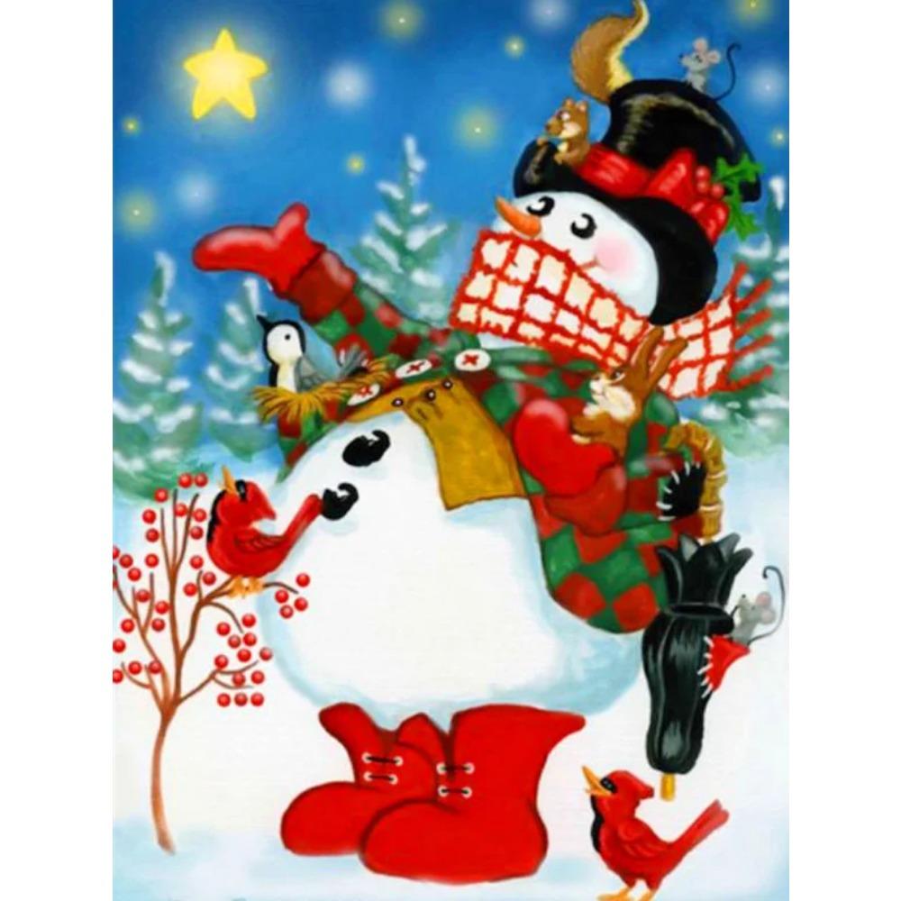 Elmas Boyama Sanatı Tam Matkap Kardan Adam Elmas Boyama El Yapımı Karlı Gün Diy Elmas Mozaik Resim Ev Dekorasyon Noel Hediyesi