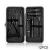 7/10/12/16/18Pcs Black Manicure Set Nail Clippers Hand Foot Face Care Stainless Steel Accessories Stainless Steel