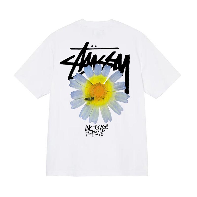 230g Small Daisy Strawberry Hip Hop T-shirt - American Style Spring/Summer Unisex Trendy Short Sleeve with STU Pattern.