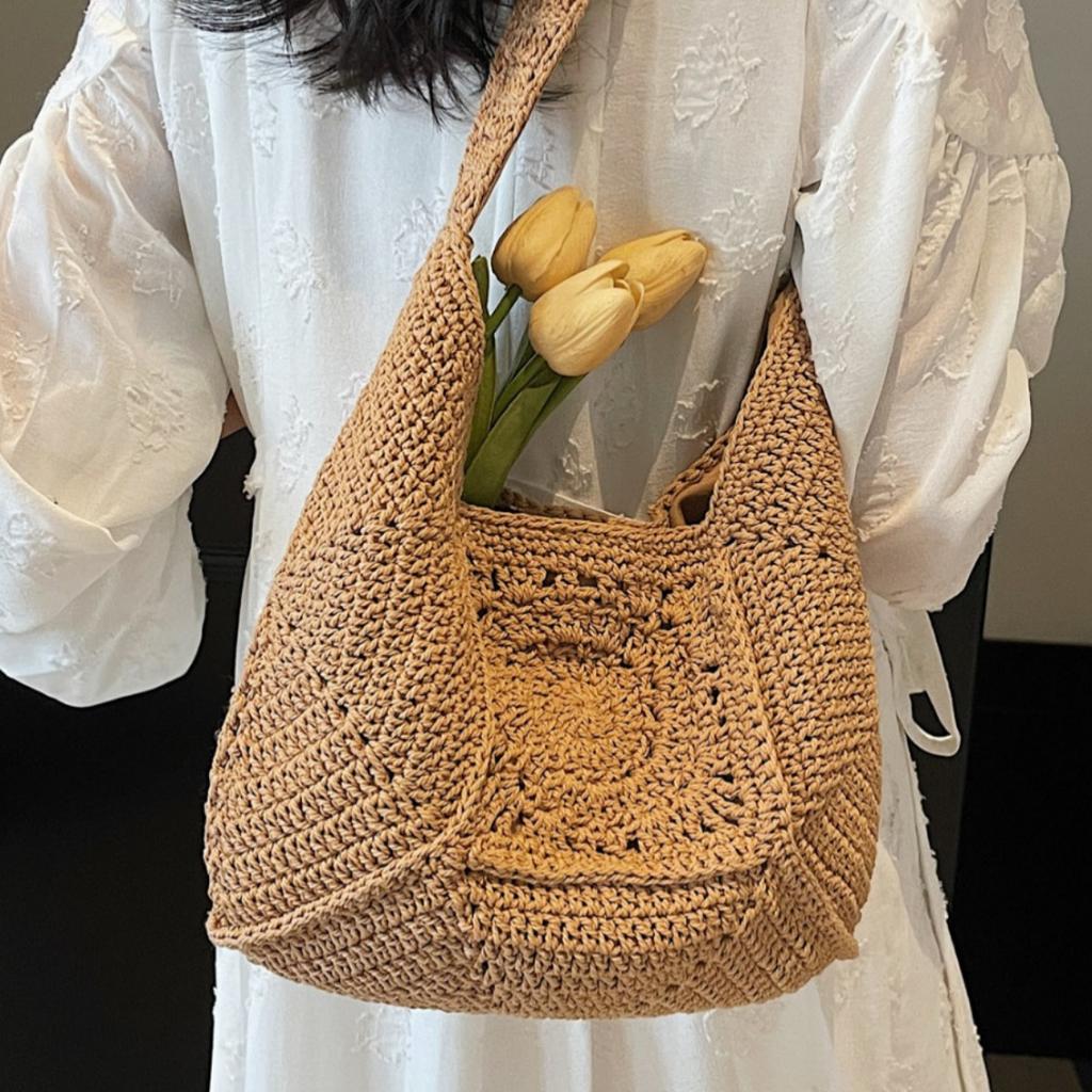 Fashion Woven Bag Women's New Large-capacity Seaside Vacation Beach Bag Woven Straw Tote Bag for Women