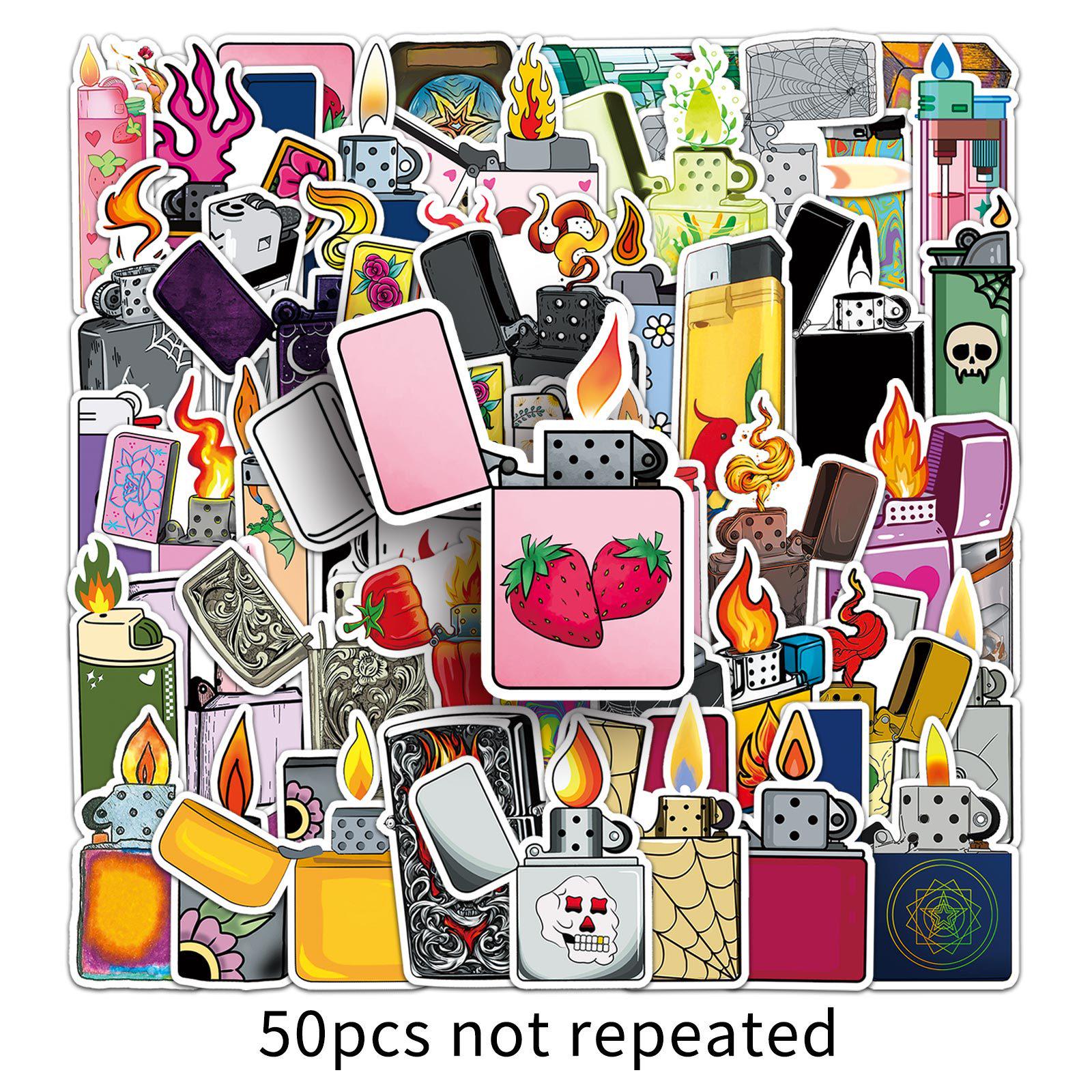 50 Creative Lighter Stickers: Trendy Colorful Designs for Journals and Guitars