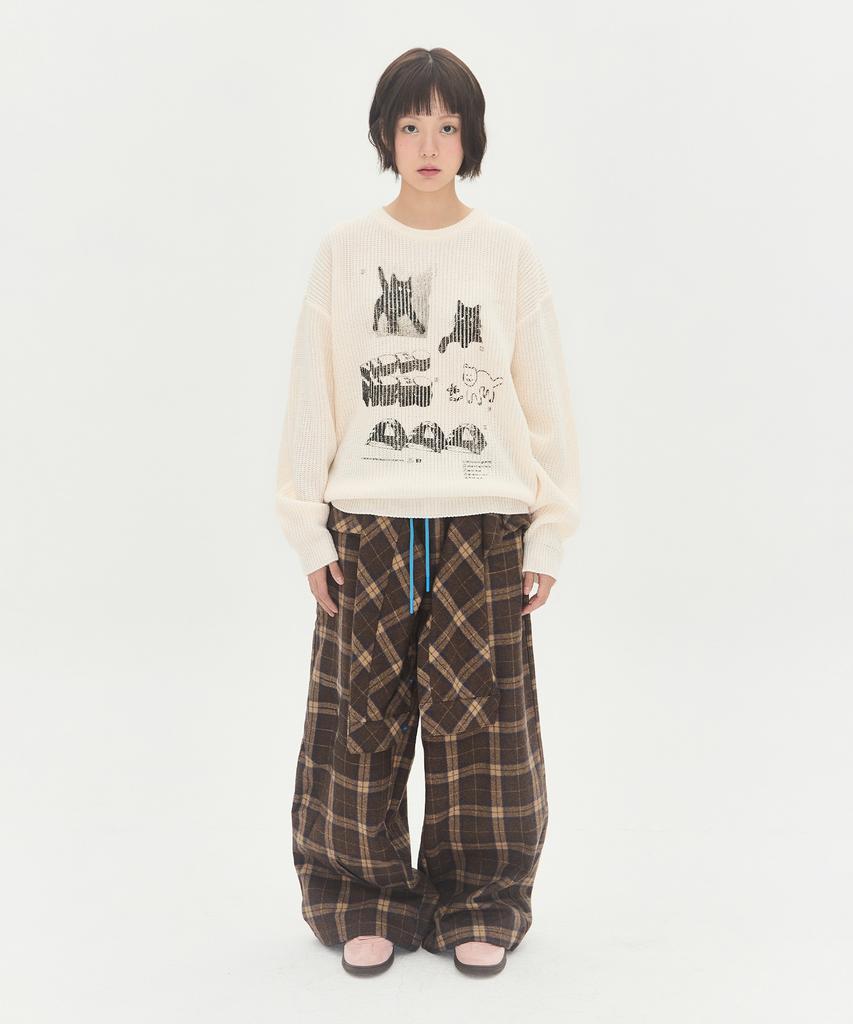 VIDEO JOCKEY Instant Hipster Graphic Knit Sweater [Ivory]