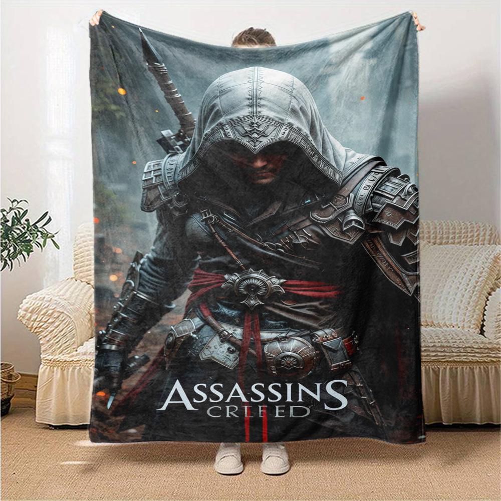 Coperta stampata con tema Assassin's Creed - Perfetta per divano, letto, viaggi e uso all'aperto | Lavabile in lavatrice, accogliente e resistente.