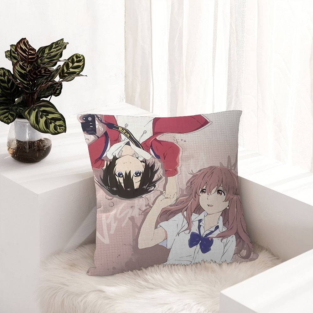 A Silent Voice Anime Kissenbezug Auto Wurfkissenbezug für Sofa Auto Weihnachtsgeschenk 40x40cm 45x45cm