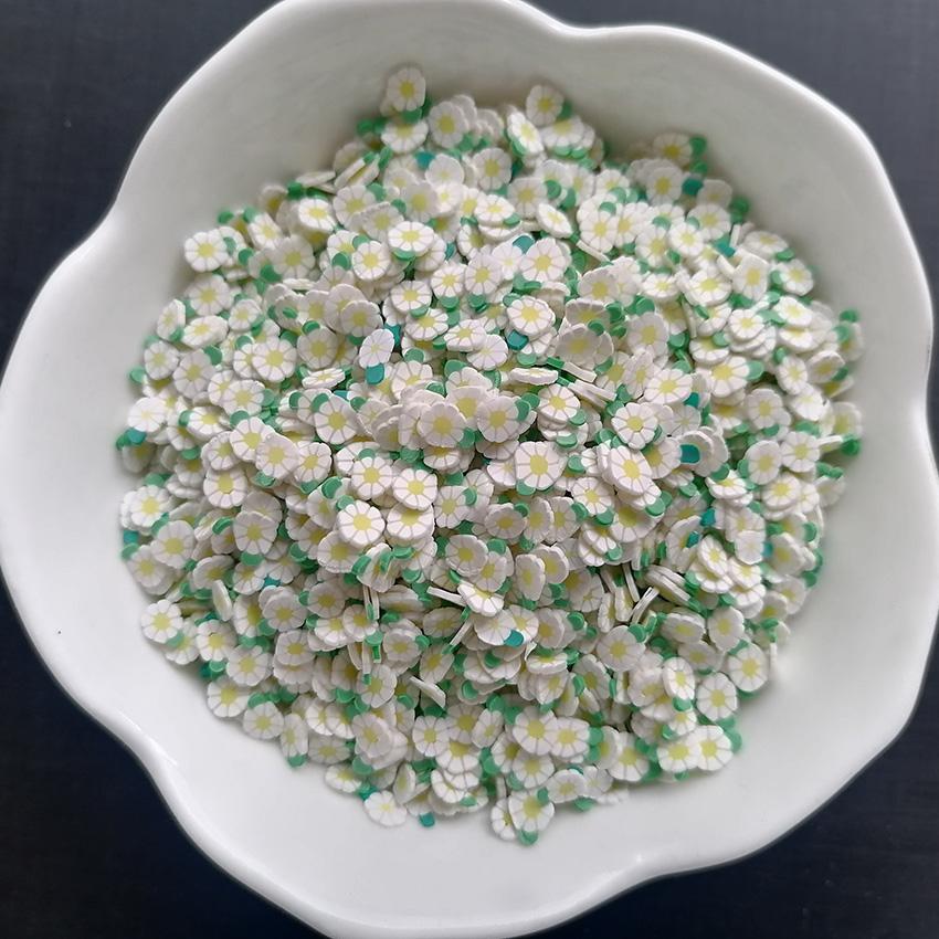 1kg DIY Craft Slime Sprinkles Flower Clay Slices Daisy  Bellis Perennis Polymer Clay Sprinkles 1kg