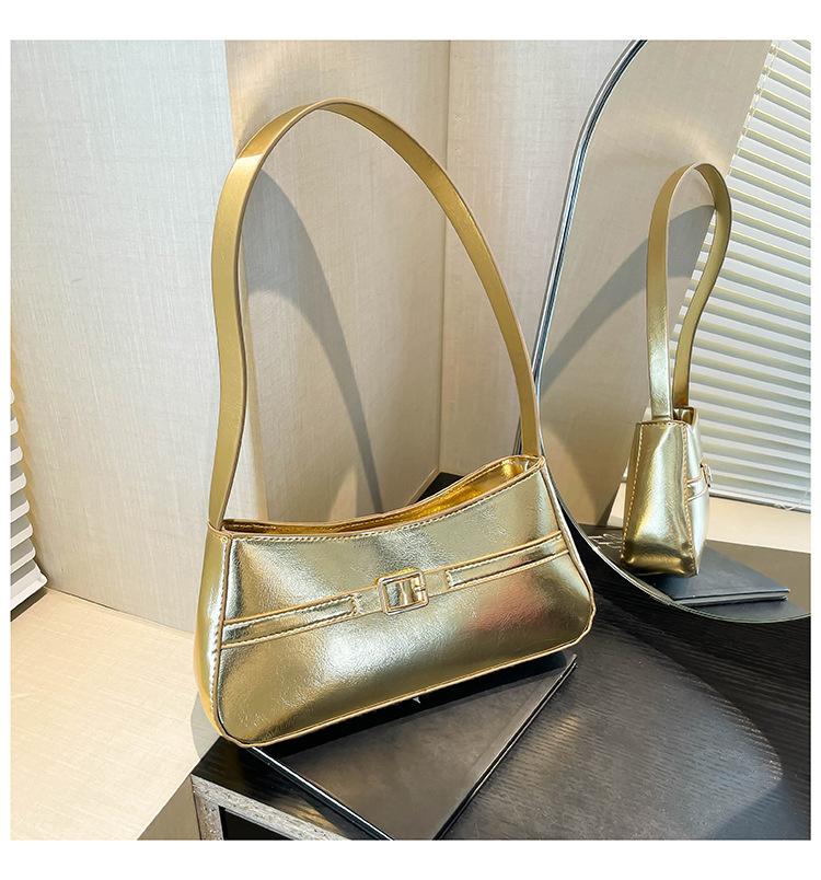 

New summer fashion simple large capacity glossy solid color design gas shoulder armpit bag women золотий