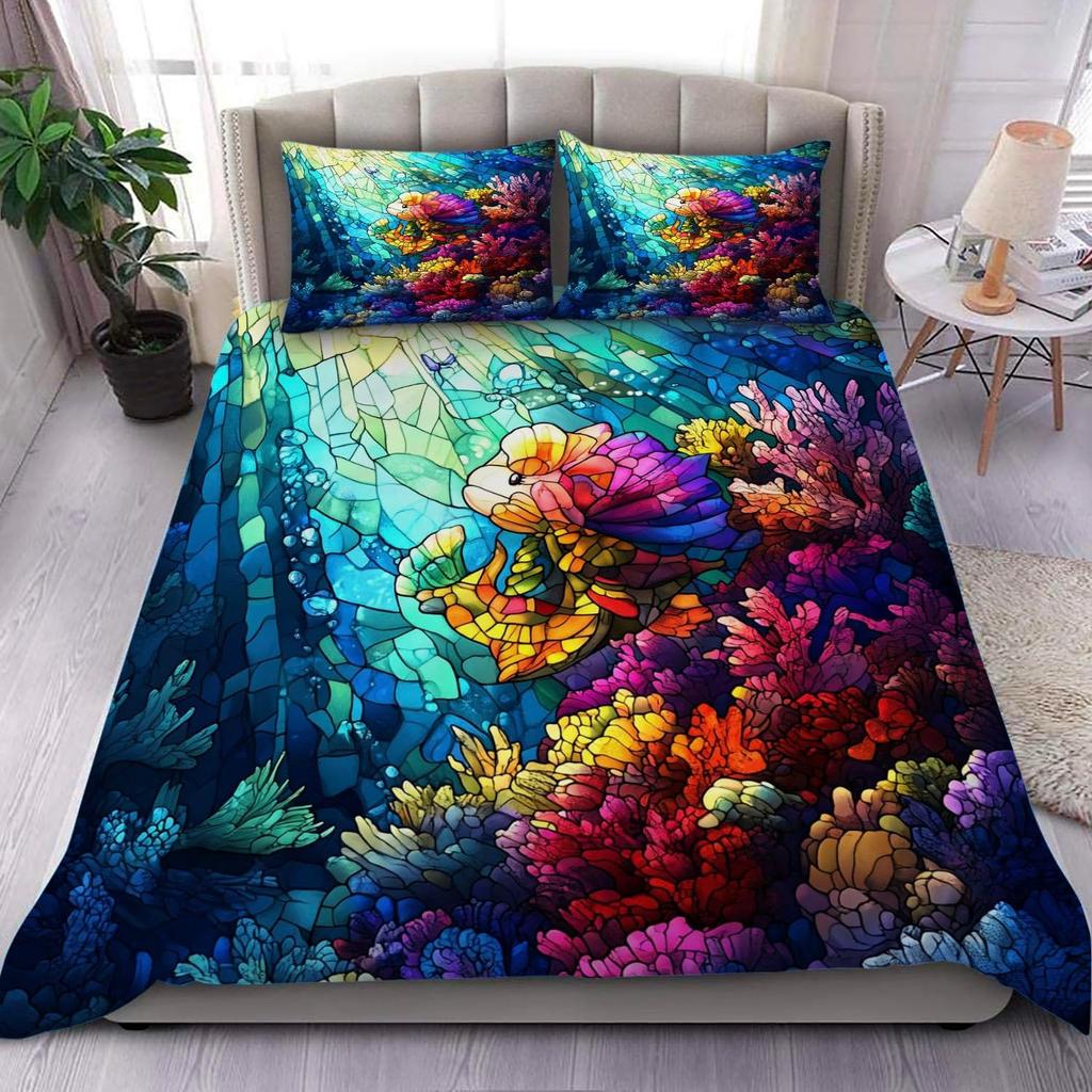 Crystal Duvet Cover for Kids Queen Lightweight Quilt Cover with 2 Pillowcase Ice Crystal Winter Themed Bedding Sets No Comforter