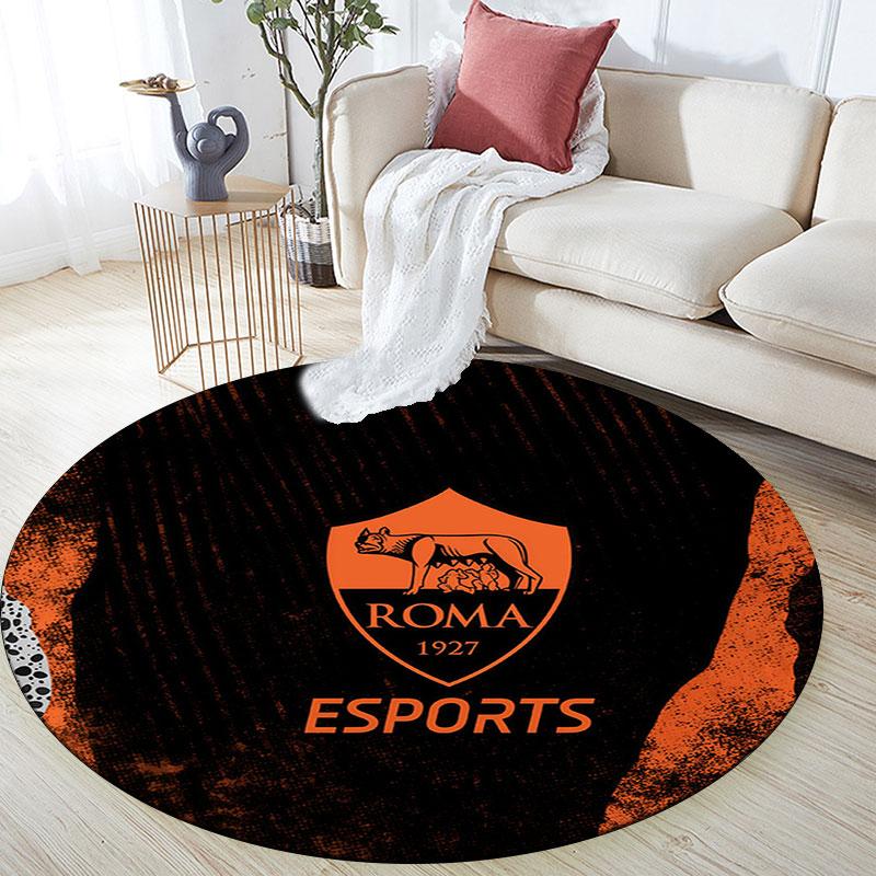 Associazione Sportiva Roma2,Round Area Rug,Carpet Rug for Living Room Bedroom Sofa Playroom Decor,Non-slip Floor Mat