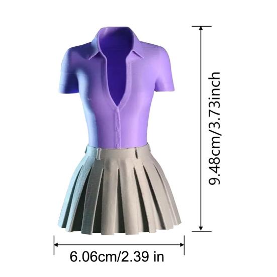 

3D Office Attire Miniature Ornament Compact Desk Decoration with Shirt And Pleated Skirt Design Stress Relief Workstation Decor Gift белый