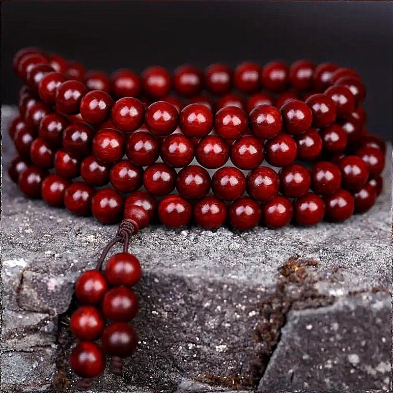108-Bead Indian Rosewood and Sandalwood Bracelet for Men, Women, Couples - Buddhist Rosary Standard