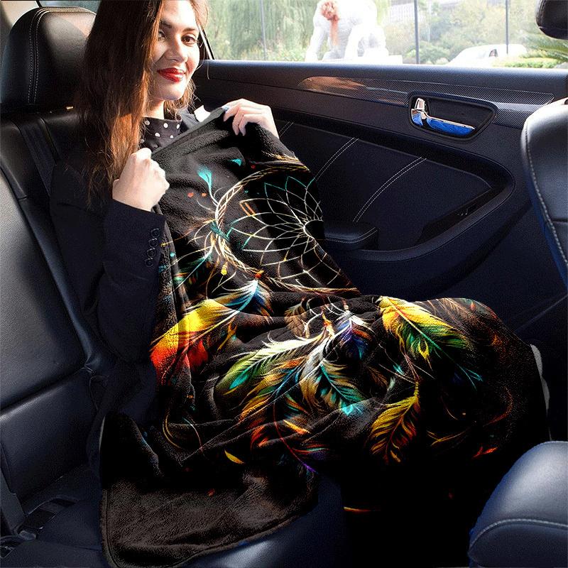 1pc Dream Catcher Printing Lightweight Flannel Blanket, Comfortable and Warm Blanket, for Camping Sofa Bed and Couch Office, in All Seasons