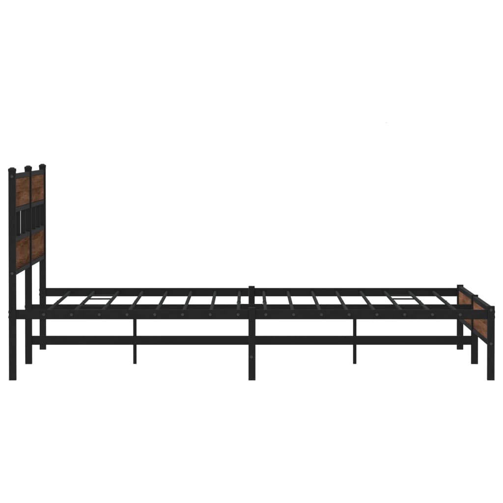 Metal Bed Frame Without Mattress Brown Oak Effect 183 X 213 Cm