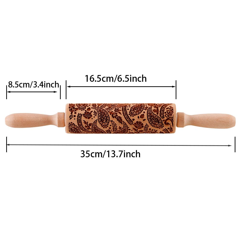1 Pcs Wooden Sunflower Embossed Rolling Pin with Pattern for Kitchen Pastry Baking Tools Deep Engraving Cookies Stamp Tool