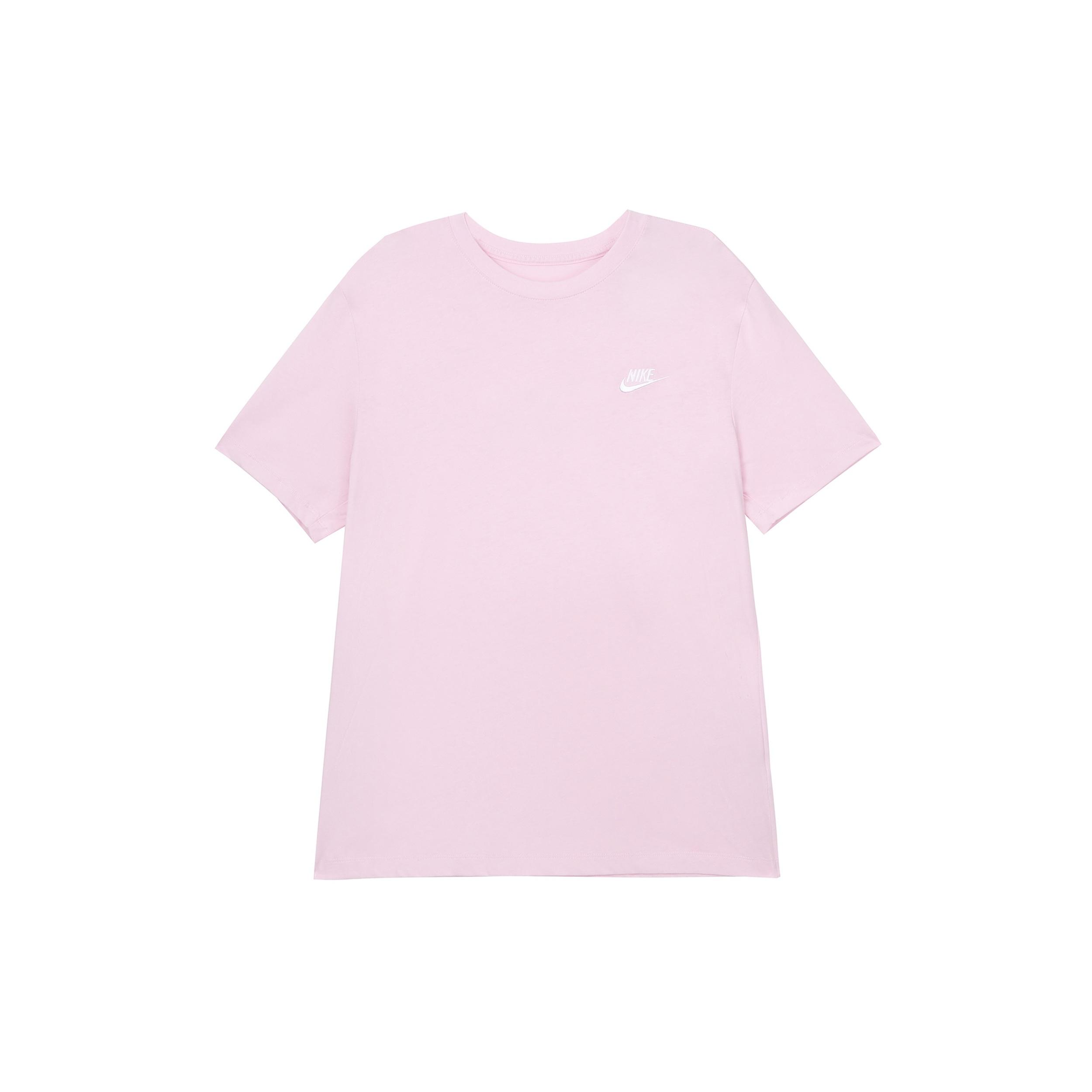 Nike Solid Color Logo Embroidered Knit Round Neck Short Sleeve Pink Men s AR4999-665 L
