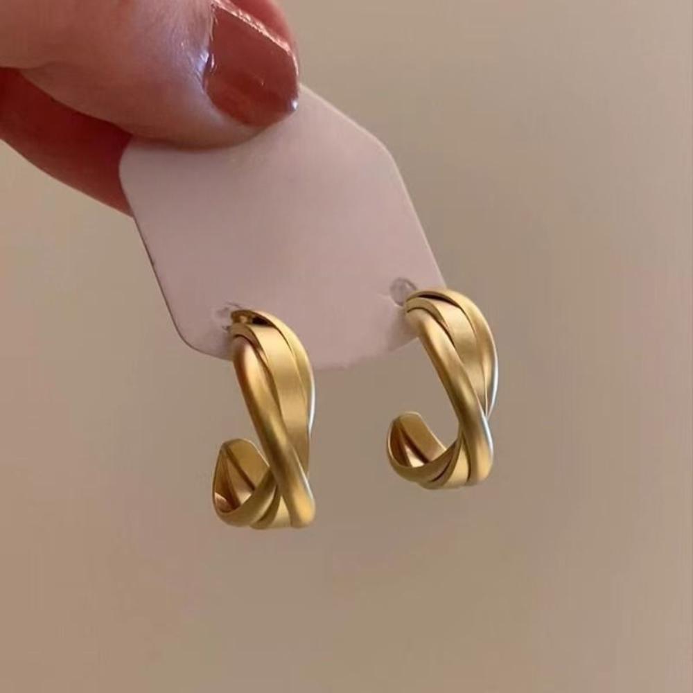 

Женские винтажные матовые серьги-кольца золотой