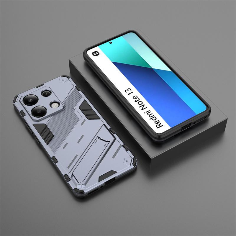 For Xiaomi Redmi Note 13 4G Case Car Magnetic Stand Shockproof Armor Phone Case for Redmi Note13 4G Global Back Cover Fundas