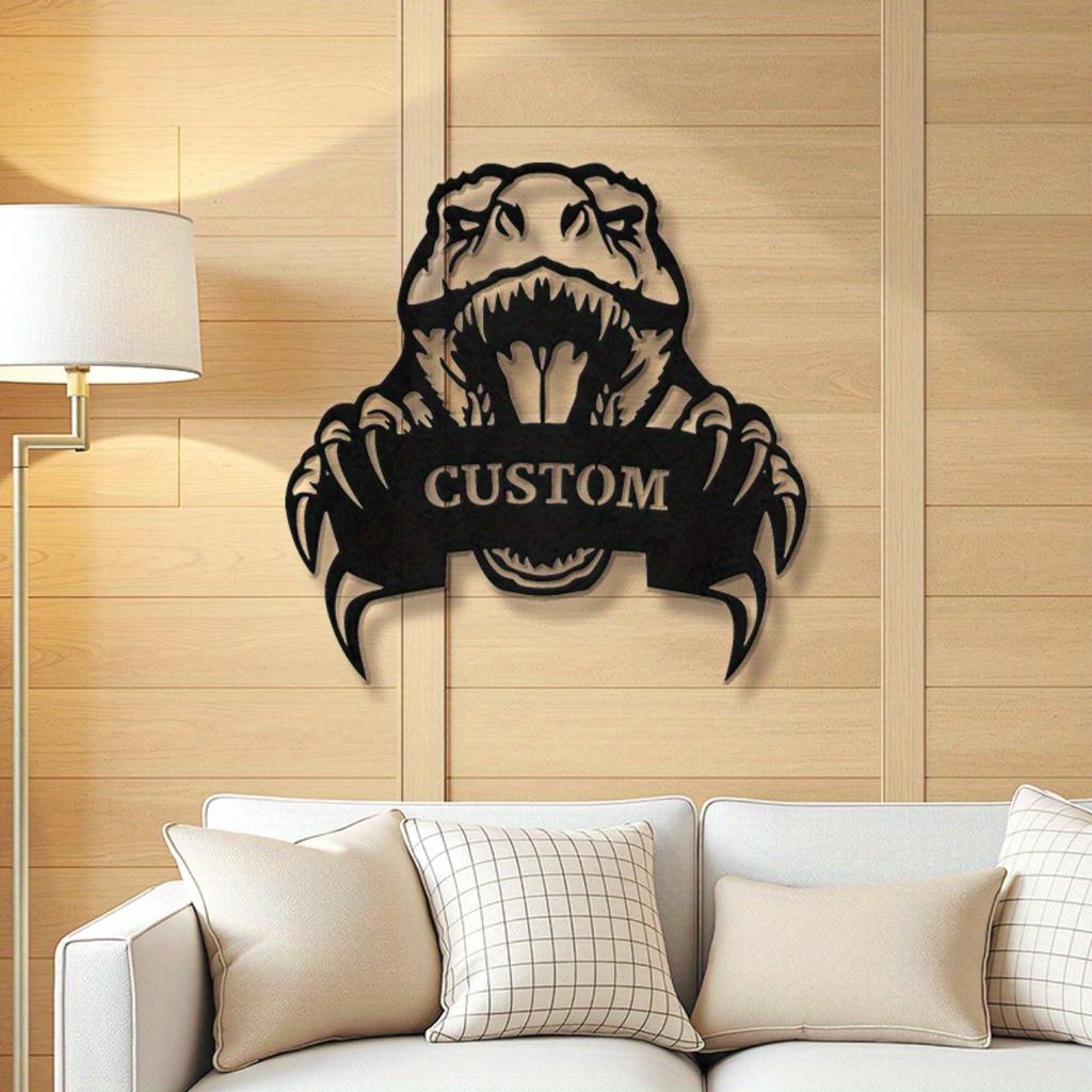 Custom Dinosaur Metal Sign Personalized Wall Art Home Office Man Cave Decor