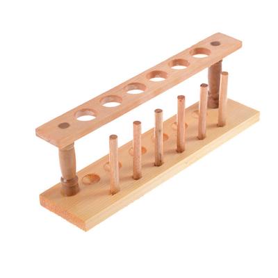Porte-tubes à essai de laboratoire en bois à 6 trous, support, râtelier avec bâtonnets