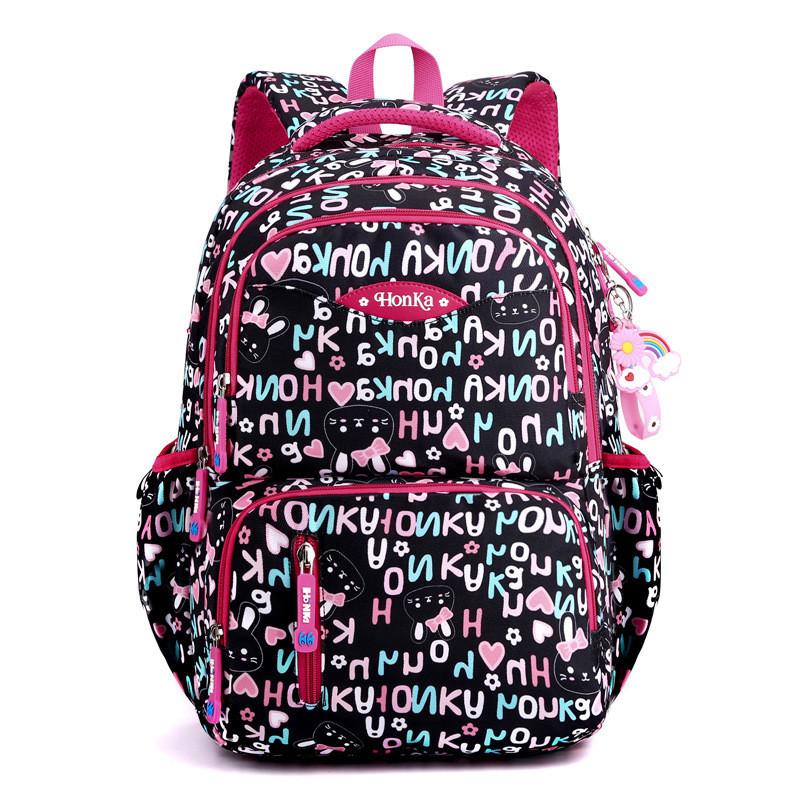 Cute Nylon Kids School Backpack For Girls And Boys With Curved Straps