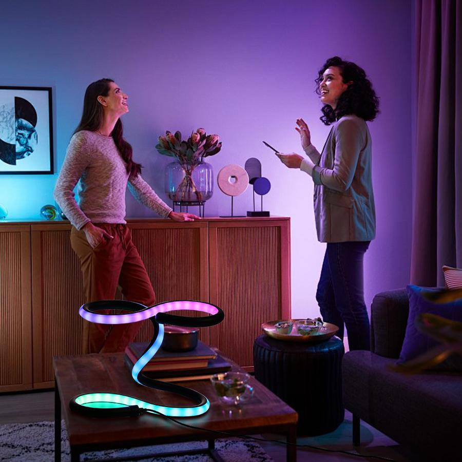 Modern Spiral LED Table Lamp, USB Powered Cast Iron Desk Light with Color Changing Feature, Minimalist RGB Illusion Lamp for Bed