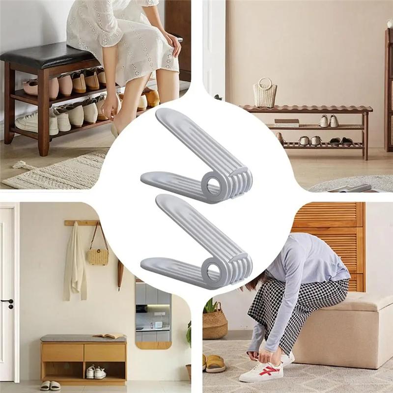 ABWR-Shoe Slots Organizer 2 Levels Adjustable Space Savers 10 Shoe Holder Slim Thickened Shoe Space Saver For Most Shoes