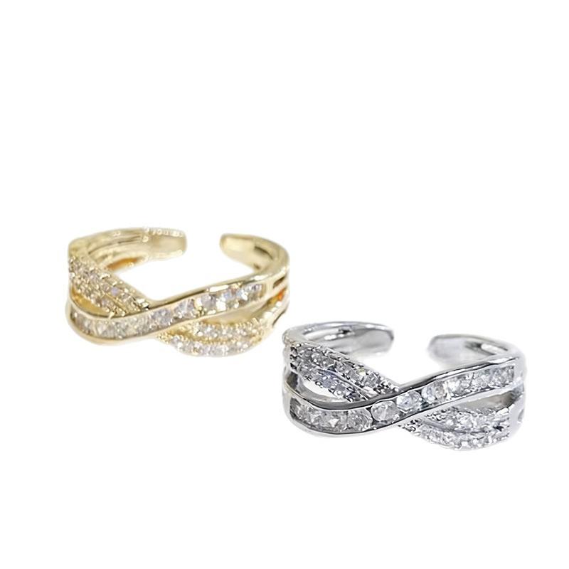 1Pcs Zirconium open adjustable finger ring, versatile finger ring, retro alloy ring