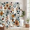 1 Piece Modern Floral Bathroom Decorative Shower Curtain, Polyester Fabric, Machine Washable, Suitable For Bathroom Decoration