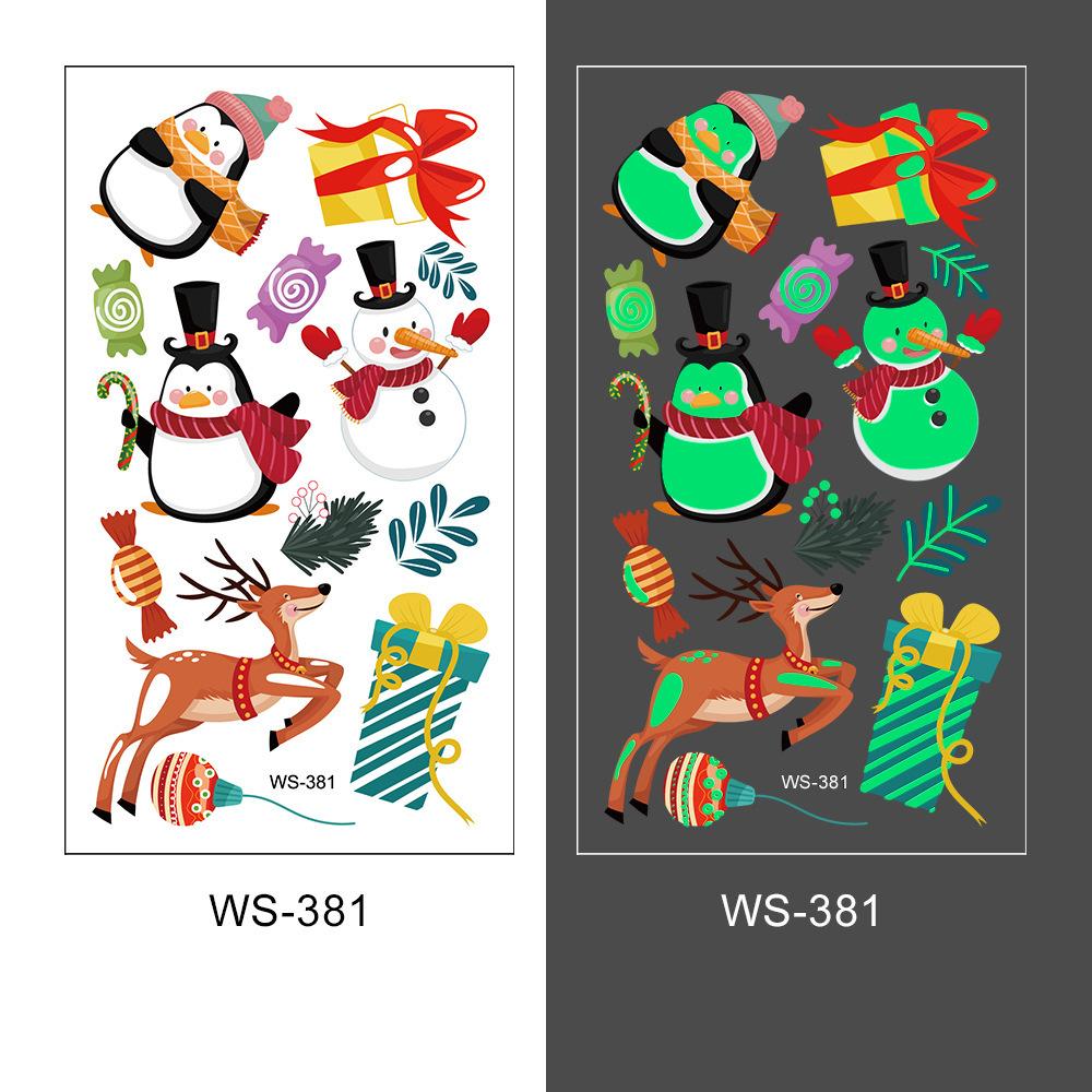 New Cross-border Christmas Luminous Tattoo Stickers Children's Cartoon Waterproof Sweat Party Holiday Green