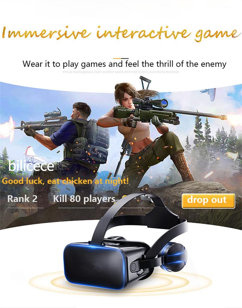 3D VR Glasses Virtual Reality Glasses for 4.5- 6inch Smart Phone iPhone Android Games Stereo with Controller