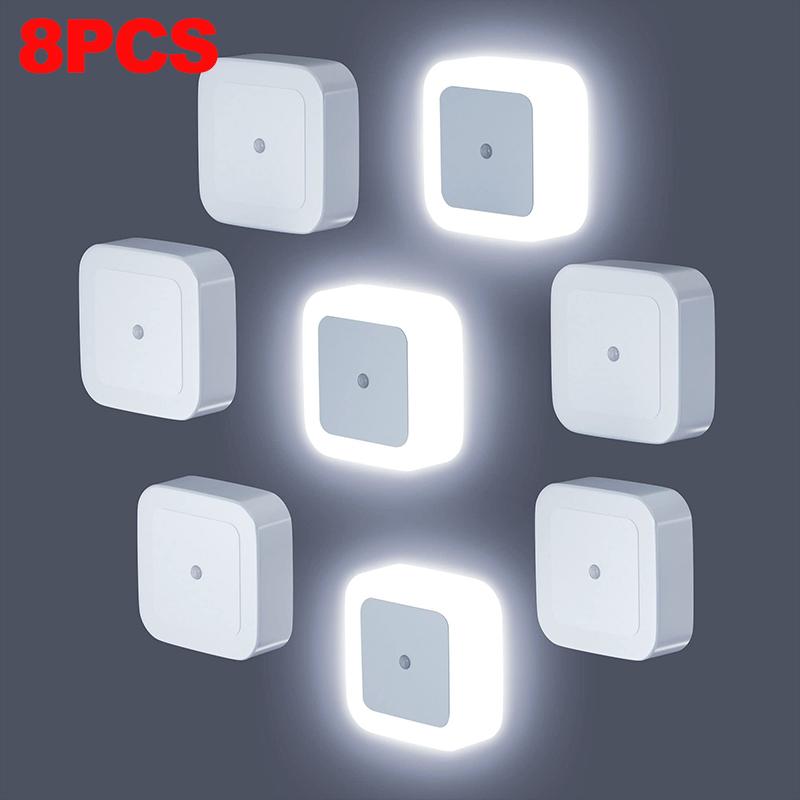 1/4/8pcs LED Night Light,Plug in Night Lamp,Dimmable Indoor Lighting,Decorative Wall Light for Corridor,Cabinet,Toilet,Kids Room