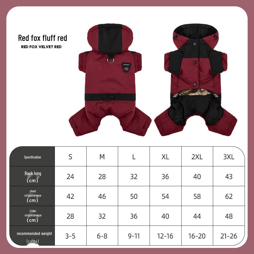 Autumn/Winter Pet Dog Four-Legged Hooded Cotton Coat for Teddy & Bichon Puppies