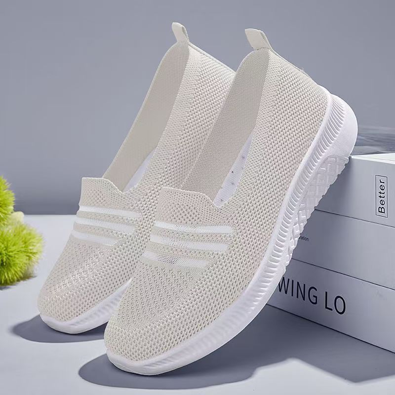 Women's Spring Summer New Mesh Casual Sneakers Thick Sole Non slip Round Toe Slip On Lightweight Breathable Walking Shoes