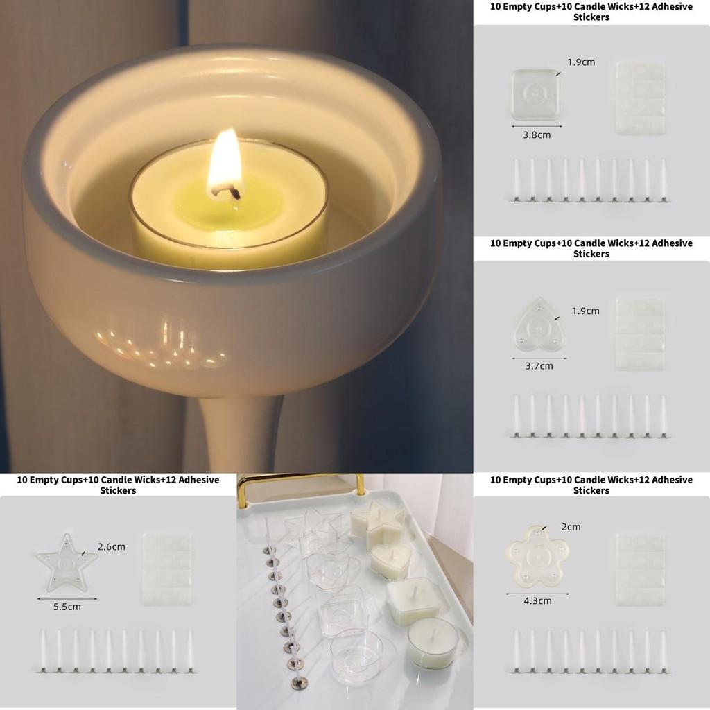 Heart 10pcs Shaped Tea Light Candle Cups Wicks Clear Love Wax Tins Making Jars