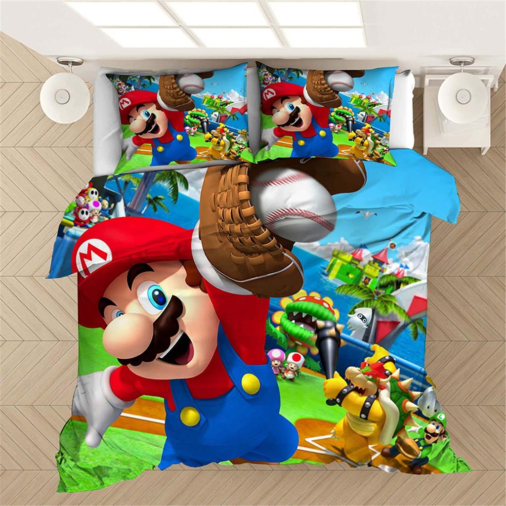 Mario Duvet Cover Set Comforter Bedding 3d Children'S Bedding Set 3-Piece 1 Quilt Cover King Size