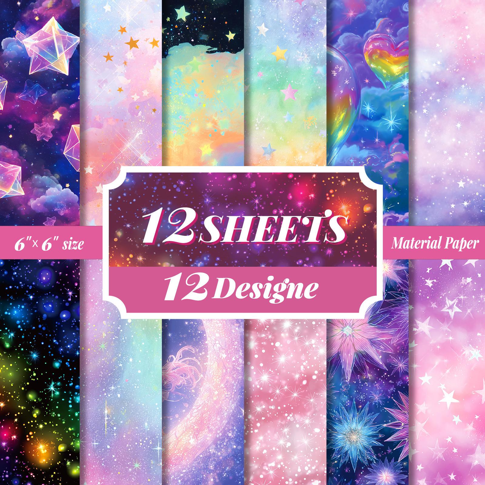 

12 Sheets/Pack Of Shining Star Material Paper Diy Small Fresh Hand Account Backing Paper Craft Paper