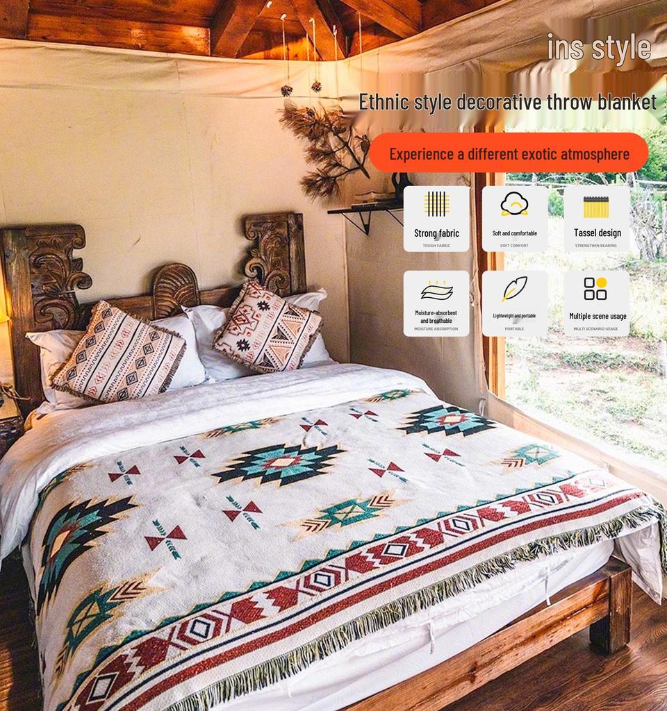 Bohemian Multifunctional Throw: Outdoor Camping, Picnic, & Sofa Blanket in Ins Style