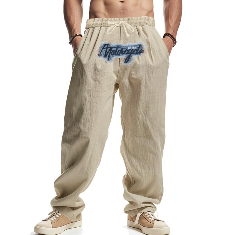 Weft Losse wijde pijpen hiphop high street trend gewassen geborduurde casual sportbroek XL kaki