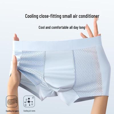 Herren Seamless Boxer Briefs aus Eis-Seide, Antibakterielle Sommer-Shorts mit Paclitaxel-Schritt