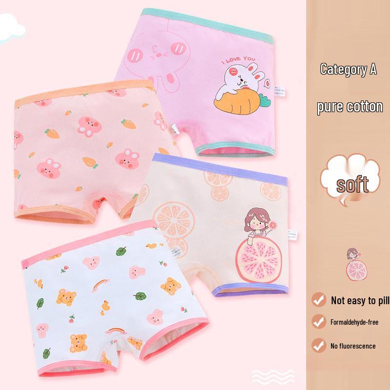 Girls' Pure Cotton Boxer Briefs - Comfortable, Non-Pinching Underwear for Children